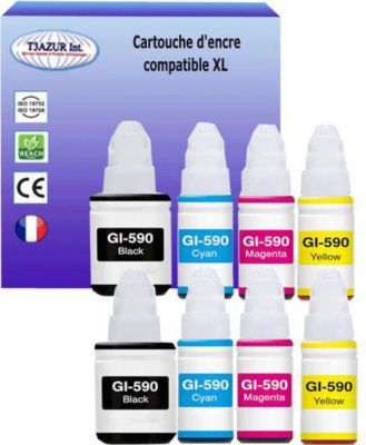 Cartouche d'encre T3AZUR remplace Canon Ecotank GI590 (pack 8)