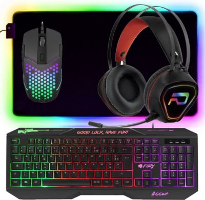 Pack clavier et souris gamer GENERIQUE Pack Gamer 4 en 1 FURY HELLFIRE Clavier,