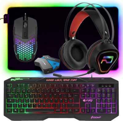 Pack clavier et souris gamer GENERIQUE Pack Gamer 5 en 1 FURY HELLFIRE Clavier,