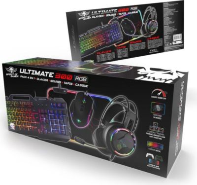 Pack clavier et souris gamer SPIRIT OF GAMER Pack Gamer 4 en 1 ULTIMATE 300 Spirit of