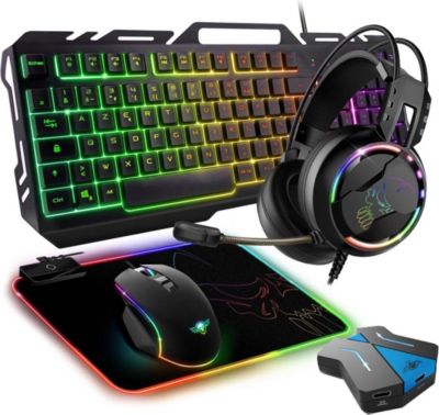 Pack clavier et souris gamer SPIRIT OF GAMER Pack Gaming Clavier Souris Casque Tapis