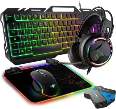 Pack clavier et souris gamer SPIRIT OF GAMER Pack Gaming Clavier Souris Casque Tapis