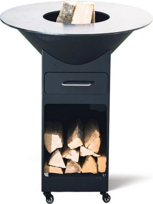 Brasero CORTEN HOUSE Suak Initial 85 noir sur pieds