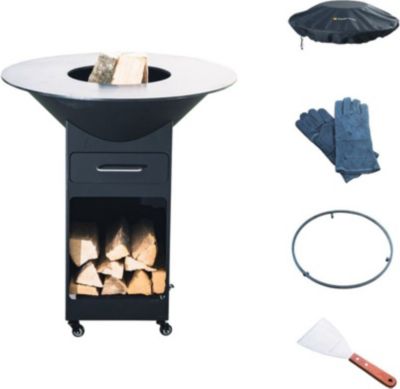 Brasero CORTEN HOUSE Fourneau Suak Initial 85 Noir + Pieds