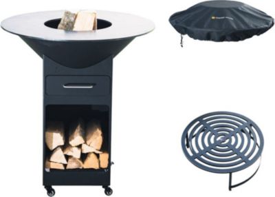 Brasero CORTEN HOUSE Pack Suak Initial 85 Noir + Roulettes