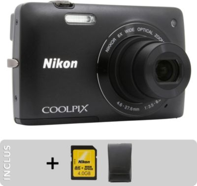 Appareil photo Compact NIKON Pack S4400 noir + Etui + SD 4Go Reconditionné