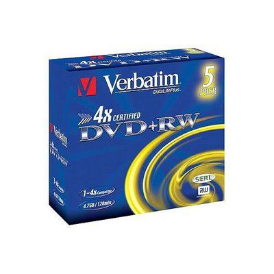 DVD vierge VERBATIM DVD+RW 4.7GB 5PK P5 Jewel case 4x