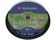 CD vierge VERBATIM CD-RW 700MB 10PK Spindle  8-12x
