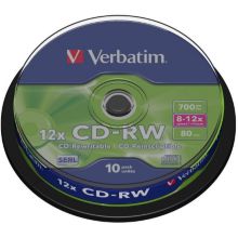 CD vierge VERBATIM CD-RW 700MB 10PK Spindle  8-12x
