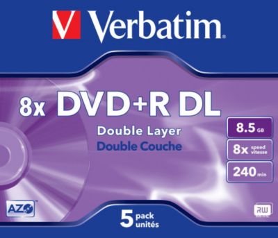DVD vierge Verbatim DVD+R Double 8.5GO 5PK Double layer 8x