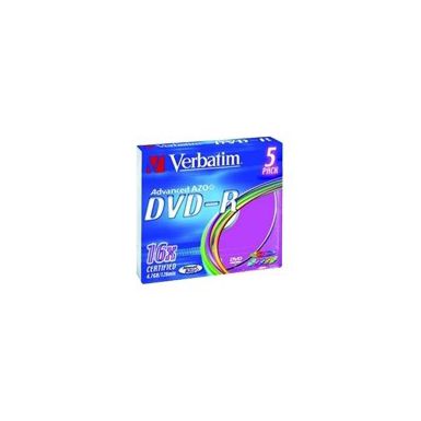 DVD vierge VERBATIM DVD-R Azo 4,7GB 5PK P5 Colour Slim 16x