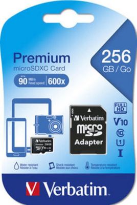 Carte SD VERBATIM 256 GB SDXC UHS-I + Adaptateur Carte SD VERBATIM 256 GB SDXC UHS-I + Adaptateur