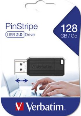 Clé USB VERBATIM 2.0 Pinstripe 128Gb - Noir