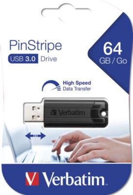 Clé USB VERBATIM 64GO Pinstripe Usb 3.0 noir