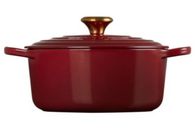 Cocotte LE CREUSET 28 cm GARNET Bouton Doré