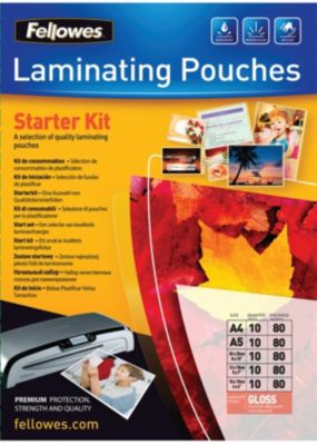 Reliure dossier FELLOWES Starter kit plastification 80 microns Reliure dossier FELLOWES Starter kit plastification 80 microns