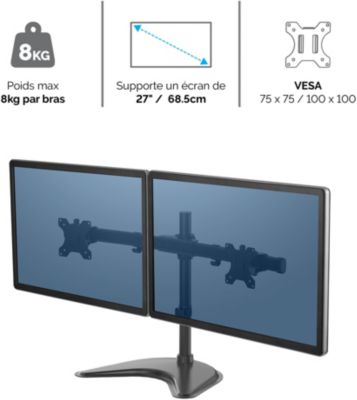 Durable Support de moniteur double avec bras pour 2 écrans - Bras & Pied -  Garantie 3 ans LDLC