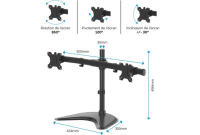Support écran FELLOWES Support Double Horizontal sur pied