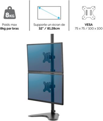 Support écran FELLOWES Support Double Vertical sur pied