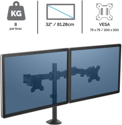 BONTEC Support Ecran PC 3 Ecran de 13-24'', à 3 Ecran -  Rotatif/Inclinable/Pivotable - Compatibilité Universelle avec Moniteurs LCD  et LED VESA 75/100 mm : : Informatique