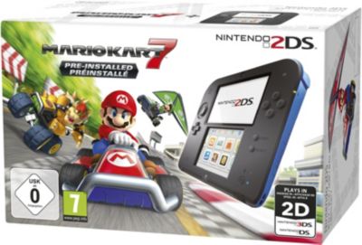 Console 2DS NINTENDO Noire et Bleue + Mario Kart 7 Reconditionné