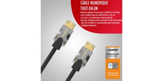 Câble HDMI MONSTERCABLE M1000 UHD 4K HDR 22.5GBPS 1.5M
