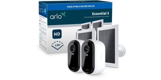 Caméra de surveillance ARLO 2 caméras ext Essential3 2K+ pan. sol
