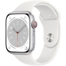 Montre connectée APPLE WATCH 45MM Alu Argent/Blanc Series 8 Cellular