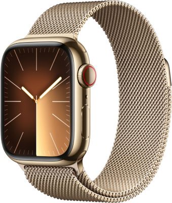 Montre connectée APPLE WATCH Serie 9 Cellular 41mm Acier/Or Milanais Loop