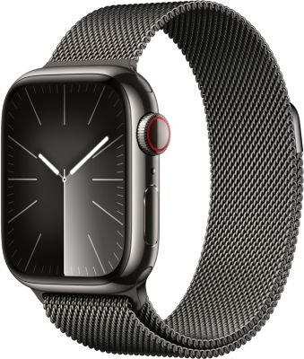 Montre connectée APPLE WATCH Serie 9 Cellular 41mm Acier/Graphite Milanais Graphite Loop