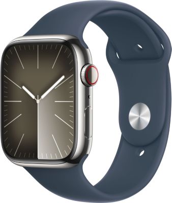 Montre connectée APPLE WATCH Serie 9 Cellular 45mm Acier/Argent Bleu Orage S/M