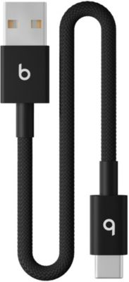 Câble de charge BEATS tissé court USB-A vers USB-C  20 cm Noir