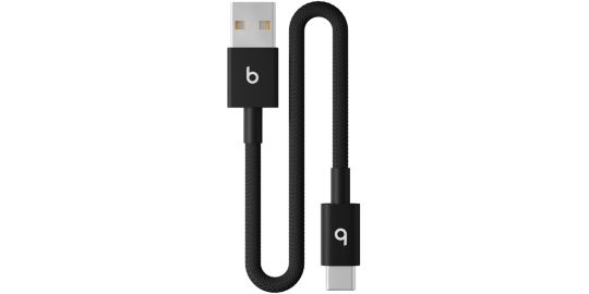 Câble de charge BEATS tissé court USB-A vers USB-C  20 cm Noir