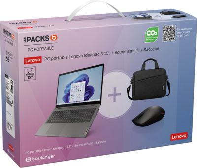 Ordinateur portable LENOVO Pack IdeaPad Slim 3 sacoche + souris