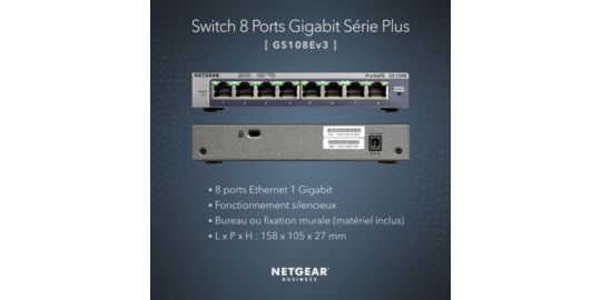 Switch ethernet NETGEAR GS108E-400EUS métal 8 Ports Gigabit