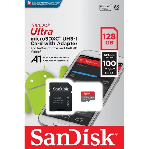 Carte mémoire SD Sandisk Carte Mémoire SDXC 128 Go Ultra jusqu'à 100  Mo/s Classe 10 UHS-I