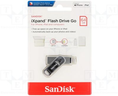 SanDisk 256 Go iXpand Go, Clé USB, avec connecteurs Lightning et