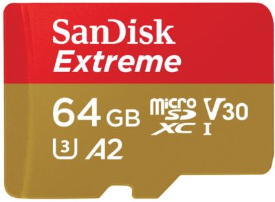 Carte Micro SD SANDISK Extreme microSDXC 64Go + SD adapteu