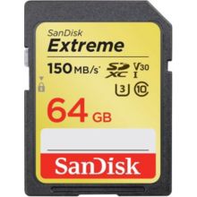 Carte SD SANDISK Extreme SDXC Video 64 Go 60/150 Mo/s V30