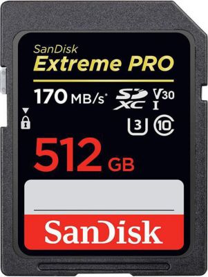 Carte SD SANDISK Extreme Pro SDXC 512 Go 90/170 Mo/s V30