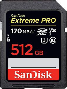 Carte SD SANDISK Extreme Pro SDXC 512 Go 90/170 Mo/s V30