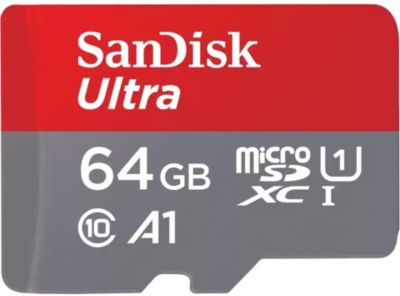 Carte Micro SD SANDISK 64Go Ultra microSDXC + SD adapteur Carte Micro SD SANDISK 64Go Ultra microSDXC + SD adapteur