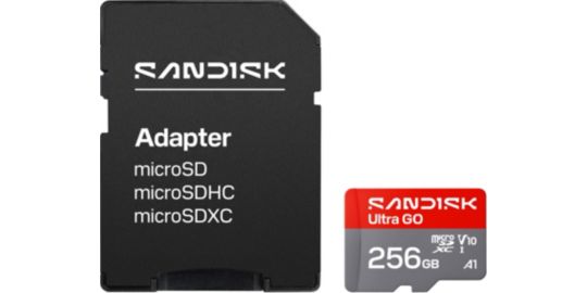 Carte Micro SD SANDISK Ultra GO uSD 256Go 190MBs C10 UHS