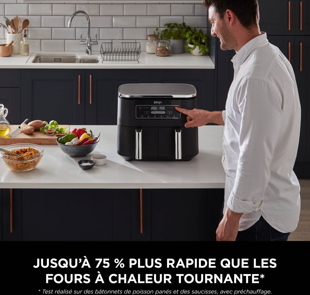 Friteuse sans huile Ninja Foodi AF300EU double compartiment Air Fryer 7,6L  –