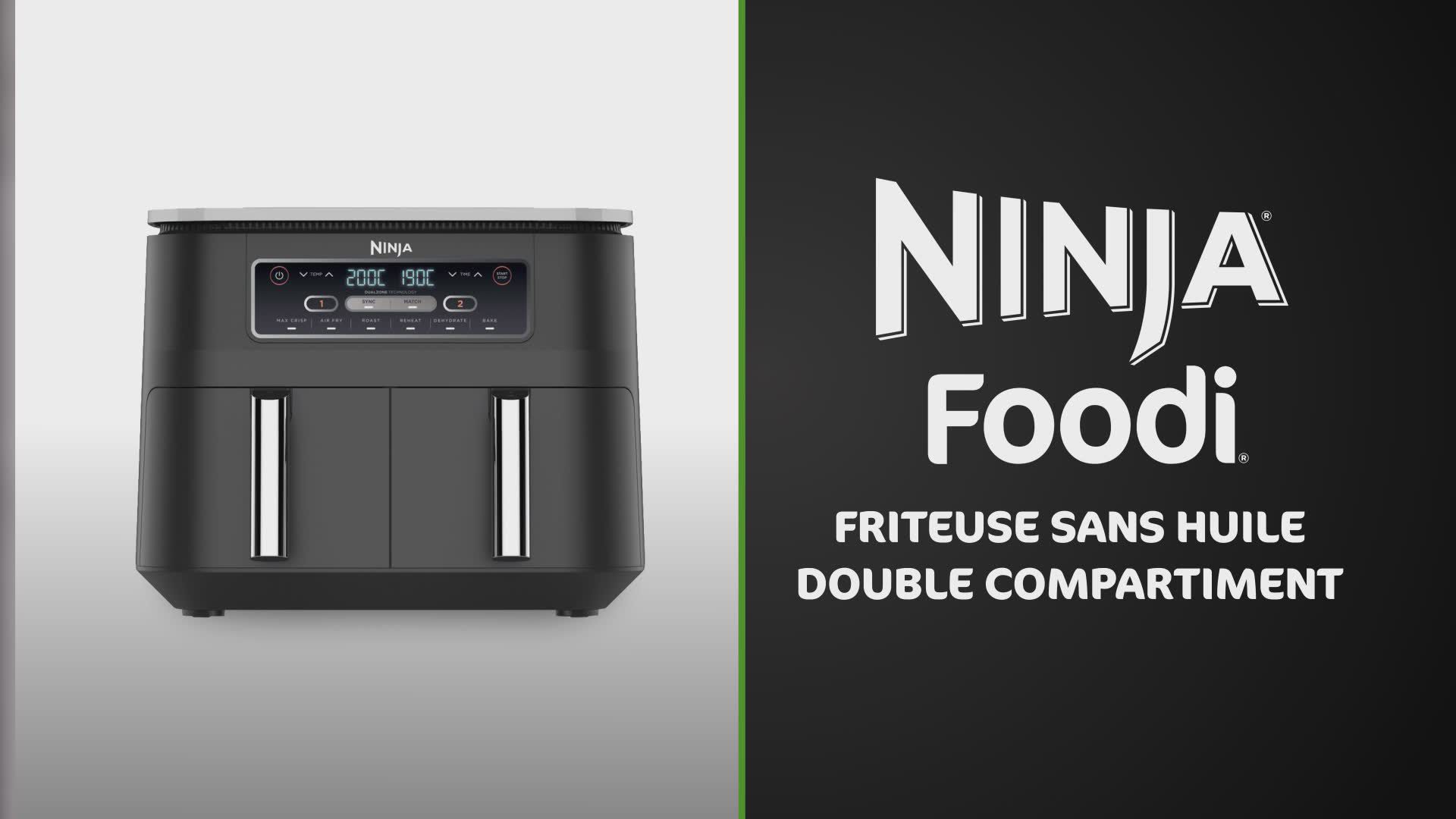 Friteuse sans huile Ninja Foodi AF300EU double compartiment Air Fryer 7,6L  