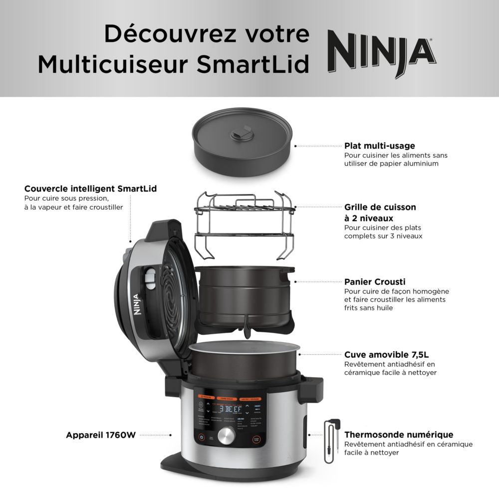 Ninja foodi max op500eu - multicuiseur 9-en-1 - 7,5 l - 1760w - noir NINJA  Pas Cher 