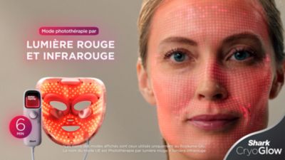 Voir la vidéo pour Masque LED SHARK CryoGlow avec rafraîchissement du contour des yeux Lilas