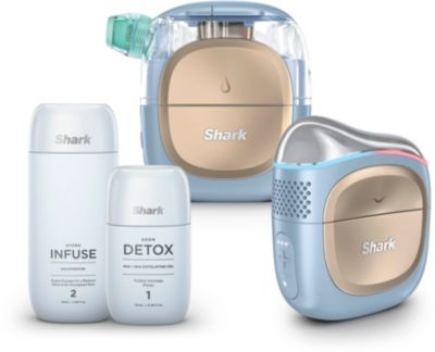 Appareil éclat visage SHARK 3 en 1 FacialPro Glow + DePuffi: nettoyant, hydratant, resculptant - Bleu Spa