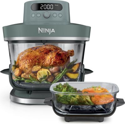 Friteuse sans huile NINJA CRISPi PRO 7-en1, 2 récipients en verre de 5.7 et 2.3L, AS101EUGY, Vert Ash Grey Reconditionné