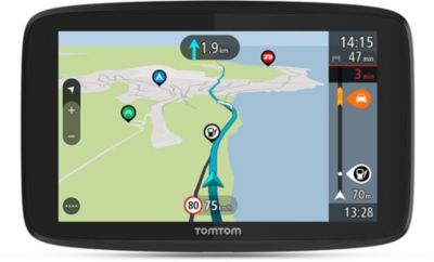 TomTom GPS Voiture GO Premium, 5 Pouces, Info Trafic, Alertes de Zones de  Danger, Cartes Monde, Mise à Jour via WiFi, Appels mains-libres, Fixation